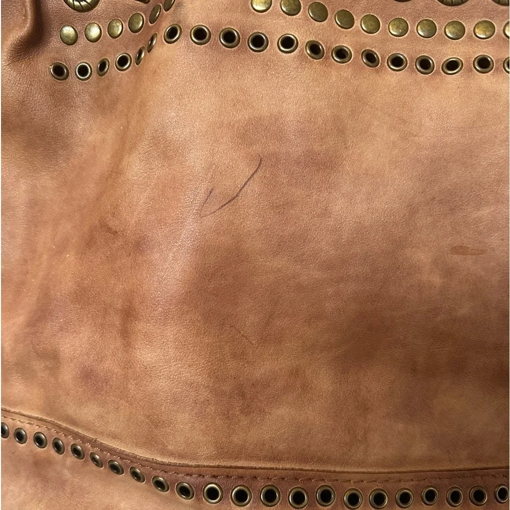 Patricia Nash Perugia Style Brown Studded Leather Tote Bag